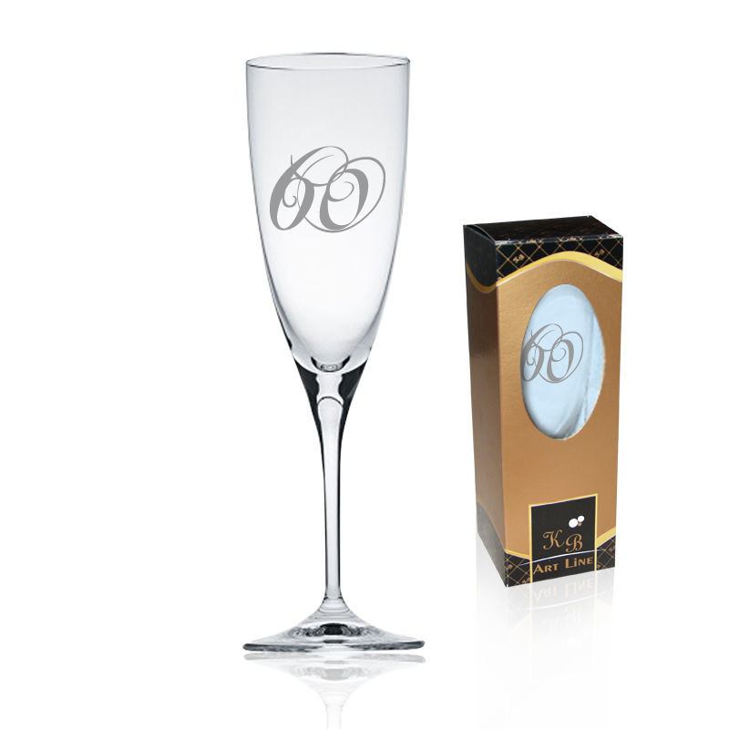 čaša šampanjac pjeskarena 60 godina u poklon kutij