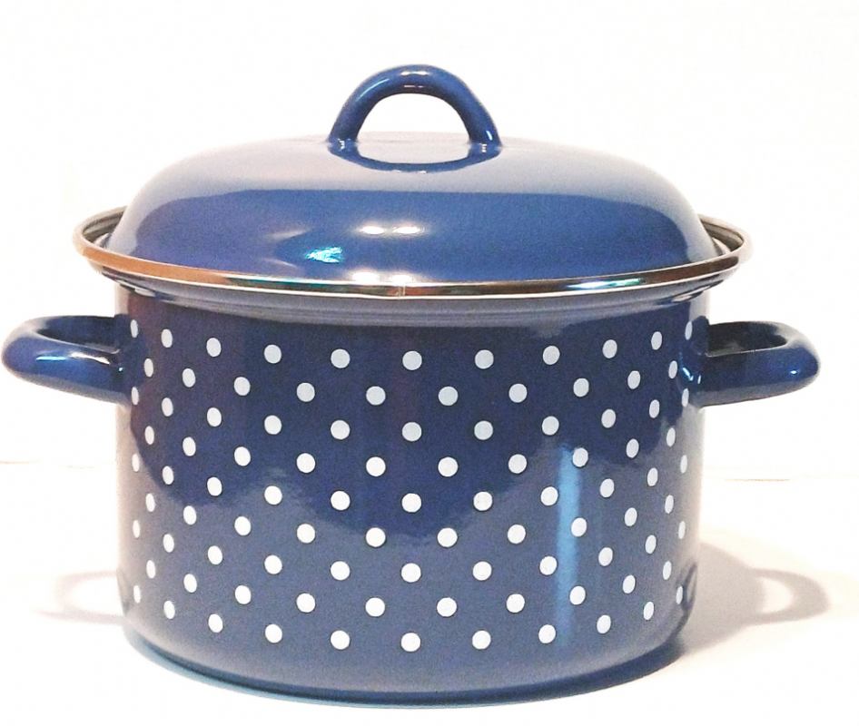 LONAC VISOKI S POKLOP. 22CM 4,96L TOČKICA/PLAVA