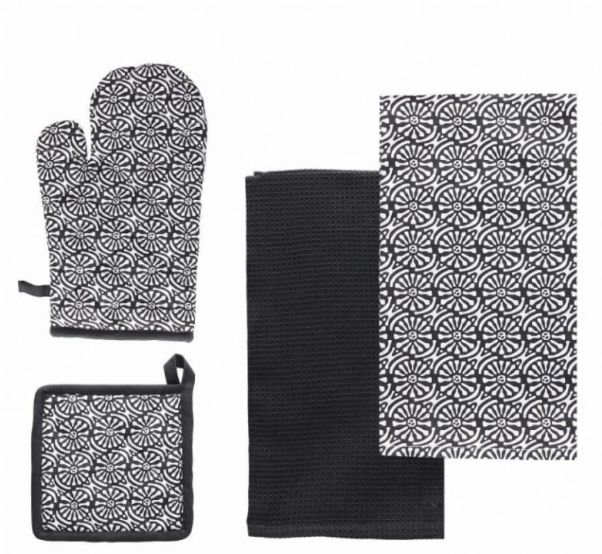 SET RUKAVICA ZA PEĆNICU+ČAPIN+2 KUHINJSKE KRPE